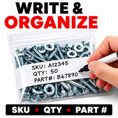 4×6 Clear Poly Bags 2 Mil Zip Lock White Block for Screws Nuts Parts Bulk