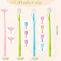 18 Pieces Color Changing Flower Pens Colorful Cherry Blossom Tulip Rose Style