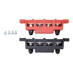 3/8″ / 250A 4 Stud Busbar Bus Bar Power Distribution Terminal Block Red&Black