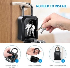 Key Lock Box for Outside-Combination Lockbox for House Key-Portable/Wall Mounted
