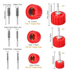 1/2″ 3/4″ 1″Copper Pipe Cleaning Kit w/ Wire Brush for Drill Plumbing Welding