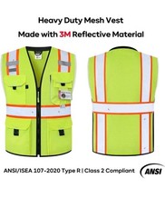 FX SAFETY VEST -Class 2 High Visibility Reflective Yellow Safety Vest NPV3Y