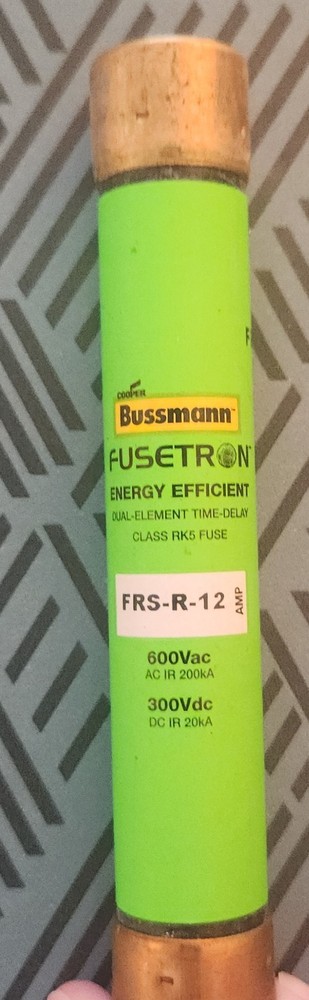 Bussmann FRS-R-12 Fuse 12A 600VAC 300VDC Fusetron (lot of 3 fuses )