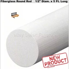 Fiberglass Solid Round Rod 1/2″ Diameter x 5 Feet Long Stock Natural Color NEW