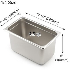 CURTA 6 Metal 1/4 Size 6″ Deep Food Pans 6.5×10.5″Steam Prep Fridge NSF Thick
