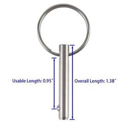 4 Pack Small Quick Release Pin, Diameter 3/16″, Usable Length 0.95″, Full 316…