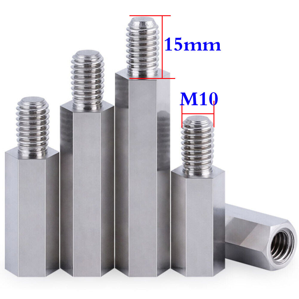 M10 + 15mm Male-Female Stainless Steel Hex Column Standoff Spacer Thread Pillar