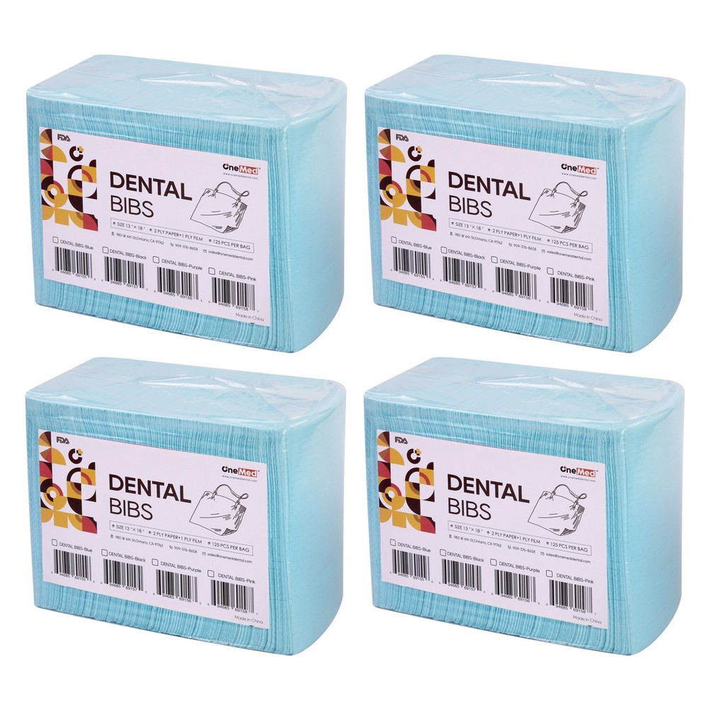 500pcs(4 Bags) 13″x18″ Blue Disposable Dental Bibs,Waterproof Resistant Napkin