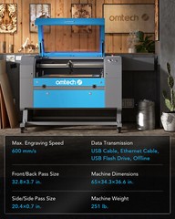 OMTech 100W 20×28 CO2 Laser Engraver Cutter Marker with CW-5200 Water Chiller