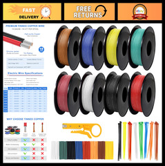 18 AWG Stranded Silicone Wire Kit – 16.5ft in 8 Colors, Tinned Copper for DIY, A