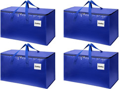 4 Pack XL Heavy Duty Moving Bags with Reinforced Stitching & Smooth Dual Zippers