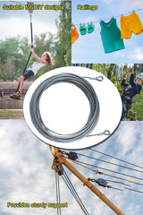 3/16″ Stainless Steel Cable 100Ft Wire Rope with Wire Rope Clamps and Thimble, 4