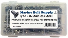 Type 316 Stainless Steel Phillips Drive Oval Head Machine Screw Assortment Kit