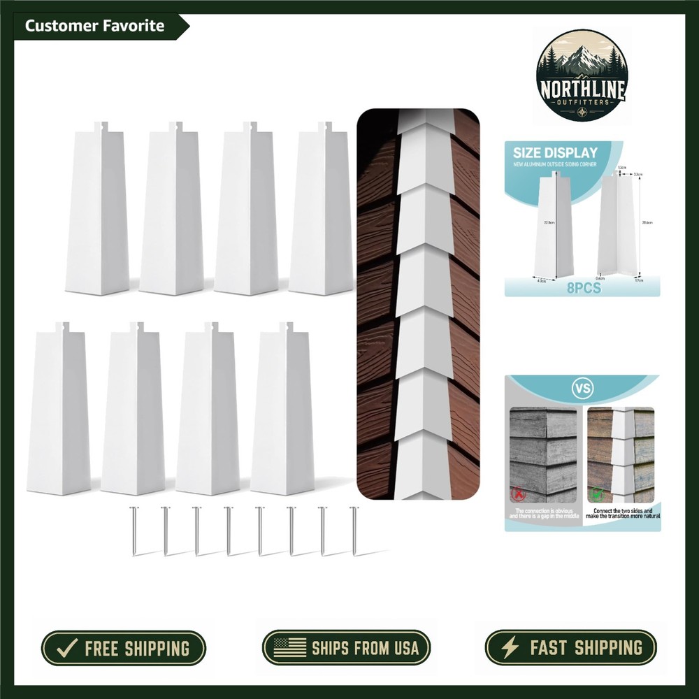 Elegant 8 Inch White Aluminum Siding Corner Caps – Easy Installation Included