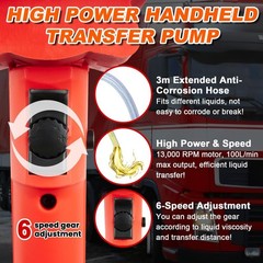 2480W Electric Fuel Transfer Pump, 110V 13000RPM, Includes