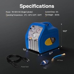 110-120V 60 Hz Portable Refrigerant Recovery Machine Single Cylinder 3/4HP