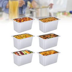 6 PACK 1/4 Size 6″ Deep Stainless Steel Steam Prep Table Hotel Buffet Food Pan