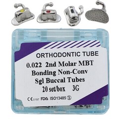 20 Sets Dental Orthodontic Buccal Tubes 1st 2nd Molar Roth MBT 0.022 Bondable 3G