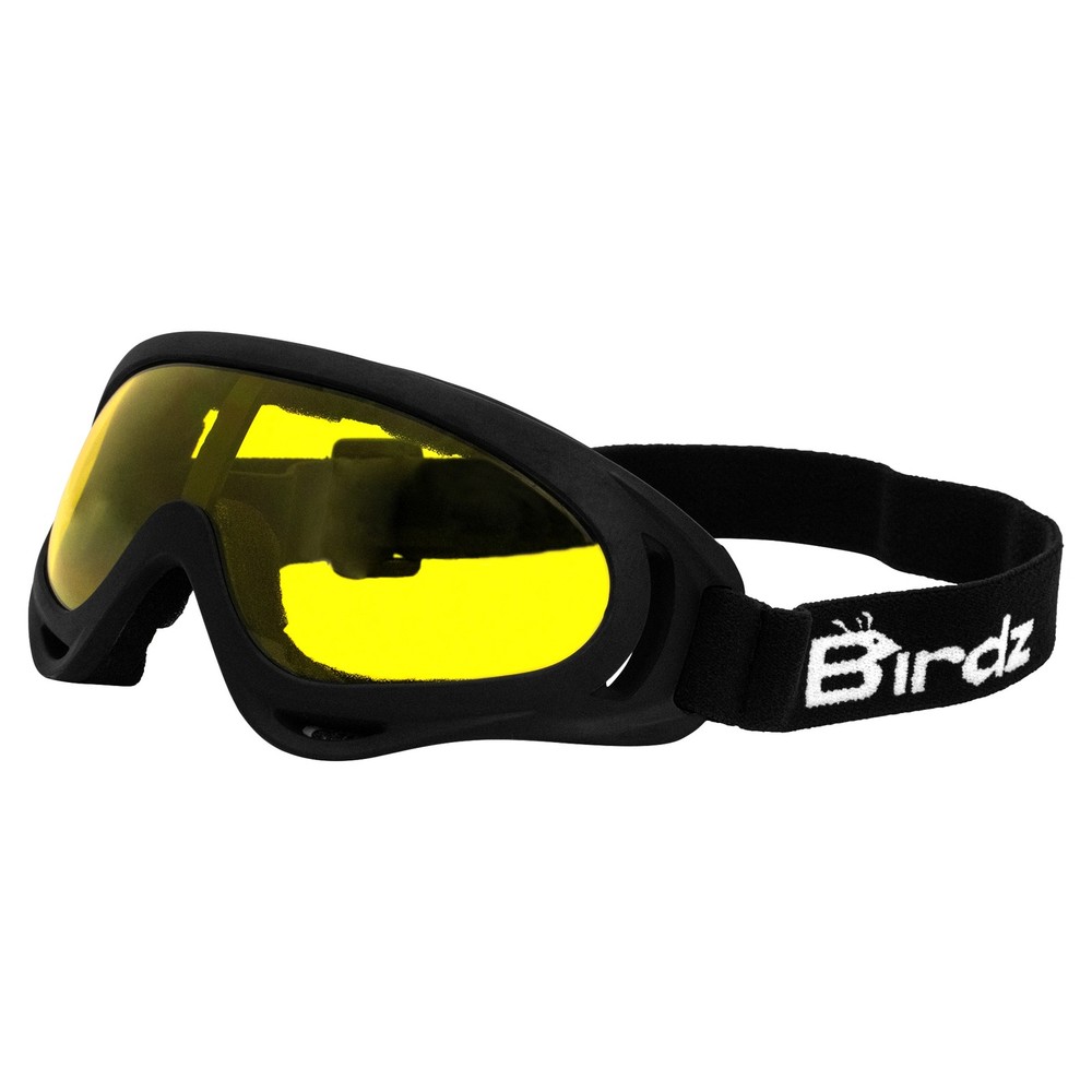 Birdz Eyewear FlyCatcher Padded Motorcycle Goggles Black Frame with Yellow