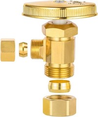Brushed Brass 2 Pack Angle Stop Valve, 1/2″ Nominal Compression x 3/8″ OD