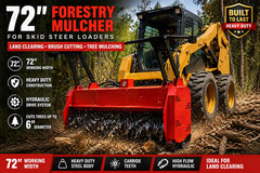 72″ Drum Forestry Mulcher for Bobcat Skid Steer – Brush Cutter for Land Clearing