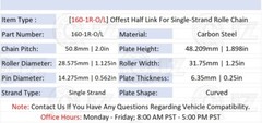 [(Qty.2)] New 160-1R-OL Off Link/Half Link For Single-Strand Roller Chain #160