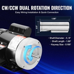 3450rpm 1HP Induction Motor 56C Frame 5/8in Shaft AC115V/230V Reversible