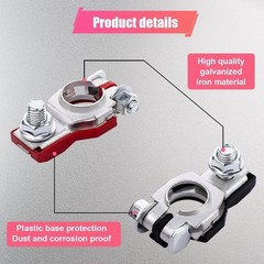 Corrosion Resistant Top Post Battery Terminal Clamps with 2 Washers, 1 Pair