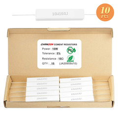 10Pcs 10W Ceramic Cement Resistor 10 O Ohm ±5% Tolerance Wirewound Induction 10