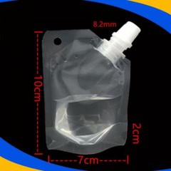 Clear & White Drink Wine Beverage Pouch Packaging Bags (Comes With 1 Funnel)