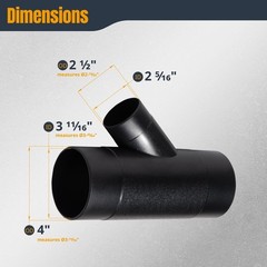 POWERTEC 70190 4-Inch by 2-1/2-Inch Y-Fitting Dust 4 x 2-1/2″, Black