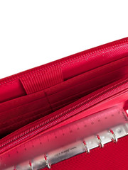 Filofax Red Saffiano Personal Compact Zip Organizer Leather Cash Budgeting