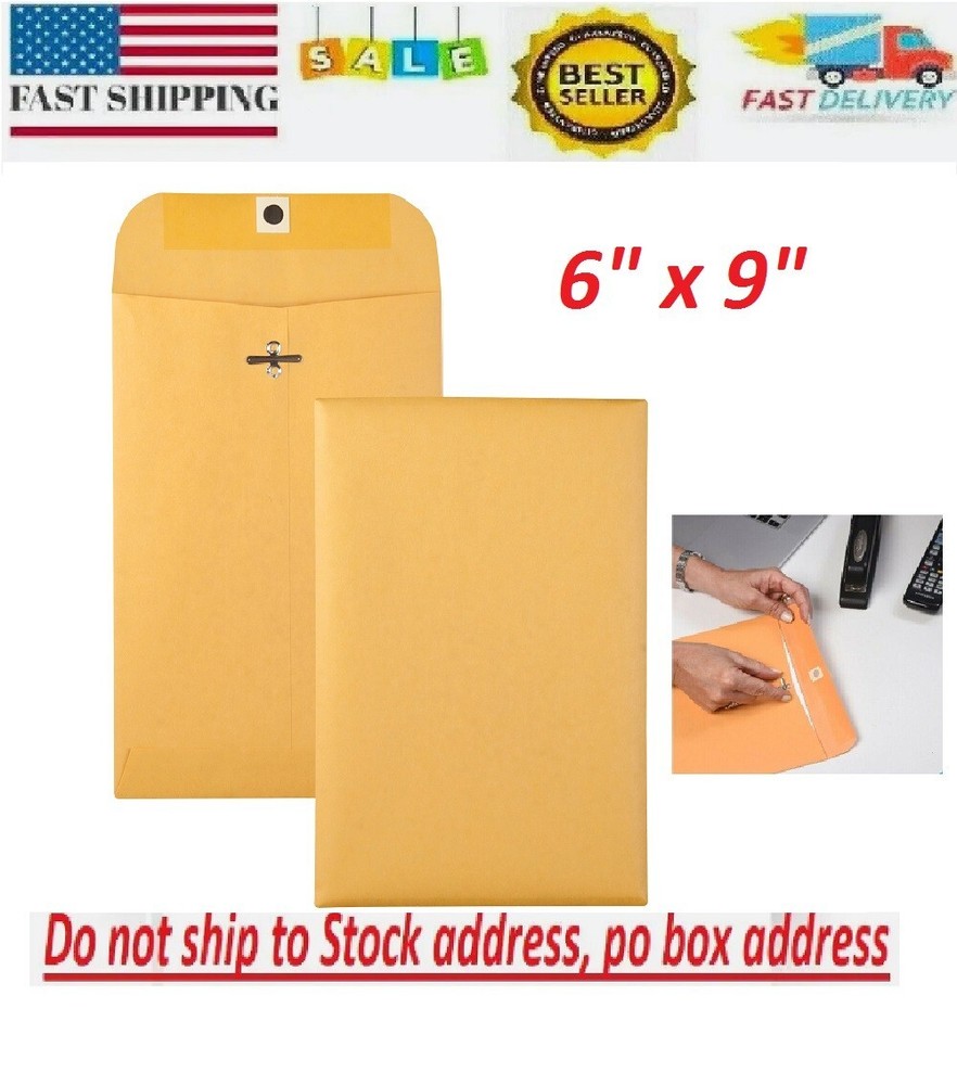100 Pcs CLASP ENVELOPES 6×9 28lb Kraft Shipping Mailing Gummed Business Manila