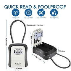 Key Lock Box, 4 Digits Combination Lockbox, Resettable Wall Mount Waterproof …
