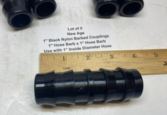 (Qty 5) New Age 1″ Black Nylon Barbed Coupling (1″ Hose Barb x 1″ Hose Barb)