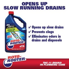 Roto-Rooter Build-Up Remover Drain Cleaner, 64 Fl Oz (Pack of 1), Blue/Green