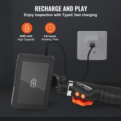 Borescope Endoscope Two-Way 180° Articulating 5″ IPS 8X Zoom 6.4mm Lens