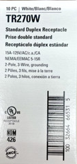 Eaton TR270W White Standard Duplex Receptacles 15A-125V QTY 100