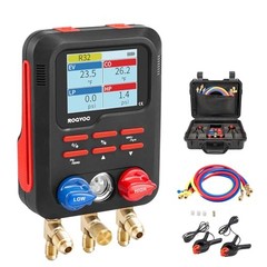 Digital Manifold Gauge, HVAC Refrigerants Digital AC Gauges Set with 2