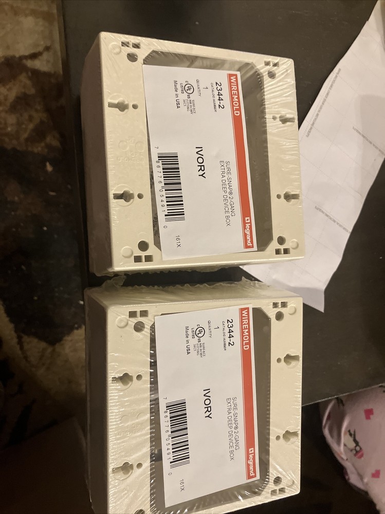 New WIREMOLD EXTRA DEEP DEVICE BOX 2 GANG, #2344-2 Lot Of Two