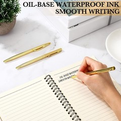 Fuutreo 50 Pack Gold Pens Bulk Gold Metal Slim Ballpoint Pens Retractable Bla…