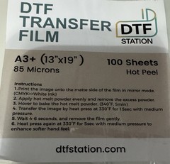 DTF Transfer Film sheets- 197 Sheets. 13”X 19”