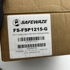 Safewaze FS-FSP1215-G Self Retracting Lanyard 15ft Cable Poly Housing SRL