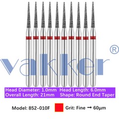 10pc Diamond Bur Shape X-Mas Tree Round End Taper Burs Fine Medium Coarse