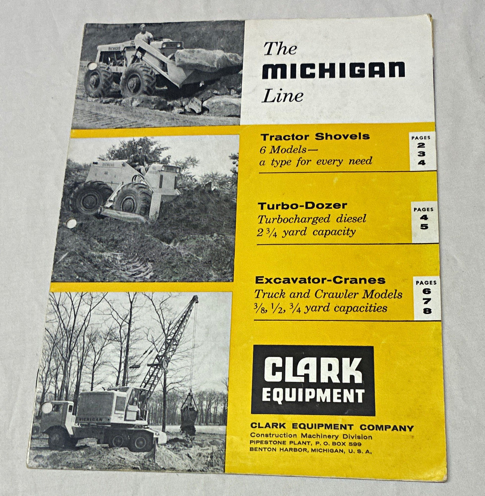 Clark Equipment The Michigan Line Heavy Equipment Brochure Bulletin 109A 1955
