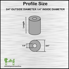 Black Anodized Aluminum Spacer Bushing 3/4″ OD x 1/4″ ID–Fits M6 or 1/4″ Bolts