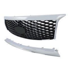 Front Upper Mesh Grille Lower Bumper Trim Chrome Camera Hole QX80 2015 2016 2017