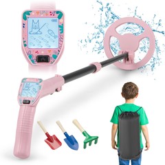 24.5″-33.5″ Metal Detector for Kids with LCD Display IP68 Waterproof Pink