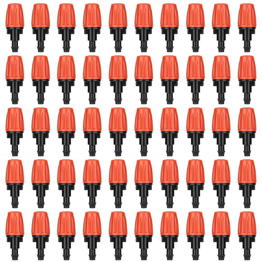 50 Pcs Drip Irrigation Spray Emitters, Adjustable Atomizing Single Barb