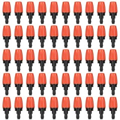 50 Pcs Drip Irrigation Spray Emitters, Adjustable Atomizing Single Barb